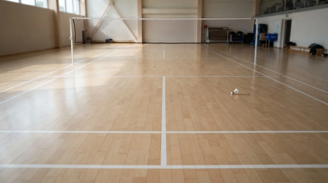 Una sala de tribunal vacía con bancos de madera a la luz de la mañana